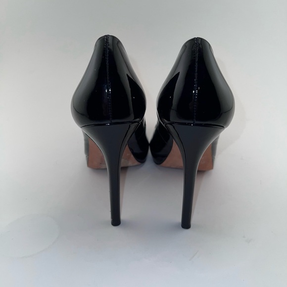 Ann Taylor Black Patent Leather Platform Heels Size 8 Round Toe - Picture 4 of 5